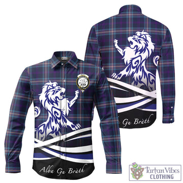 Nevoy Tartan Long Sleeve Button Up Shirt with Alba Gu Brath Regal Lion Emblem - Tartan Vibes Clothing