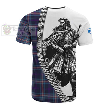 Nevoy Tartan Clan Crest Cotton T-shirt with Highlander Warrior Celtic Style - Tartan Vibes Clothing