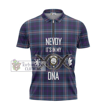 Nevoy Tartan Zipper Polo Shirt with Family Crest DNA In Me Style - Tartan Vibes Clothing
