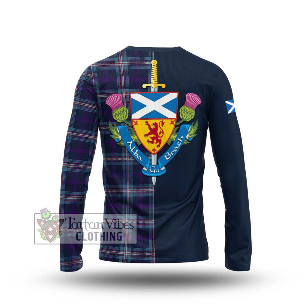 Nevoy Tartan Long Sleeve T-Shirt Alba with Scottish Lion Royal Arm Half Style - Tartan Vibes Clothing