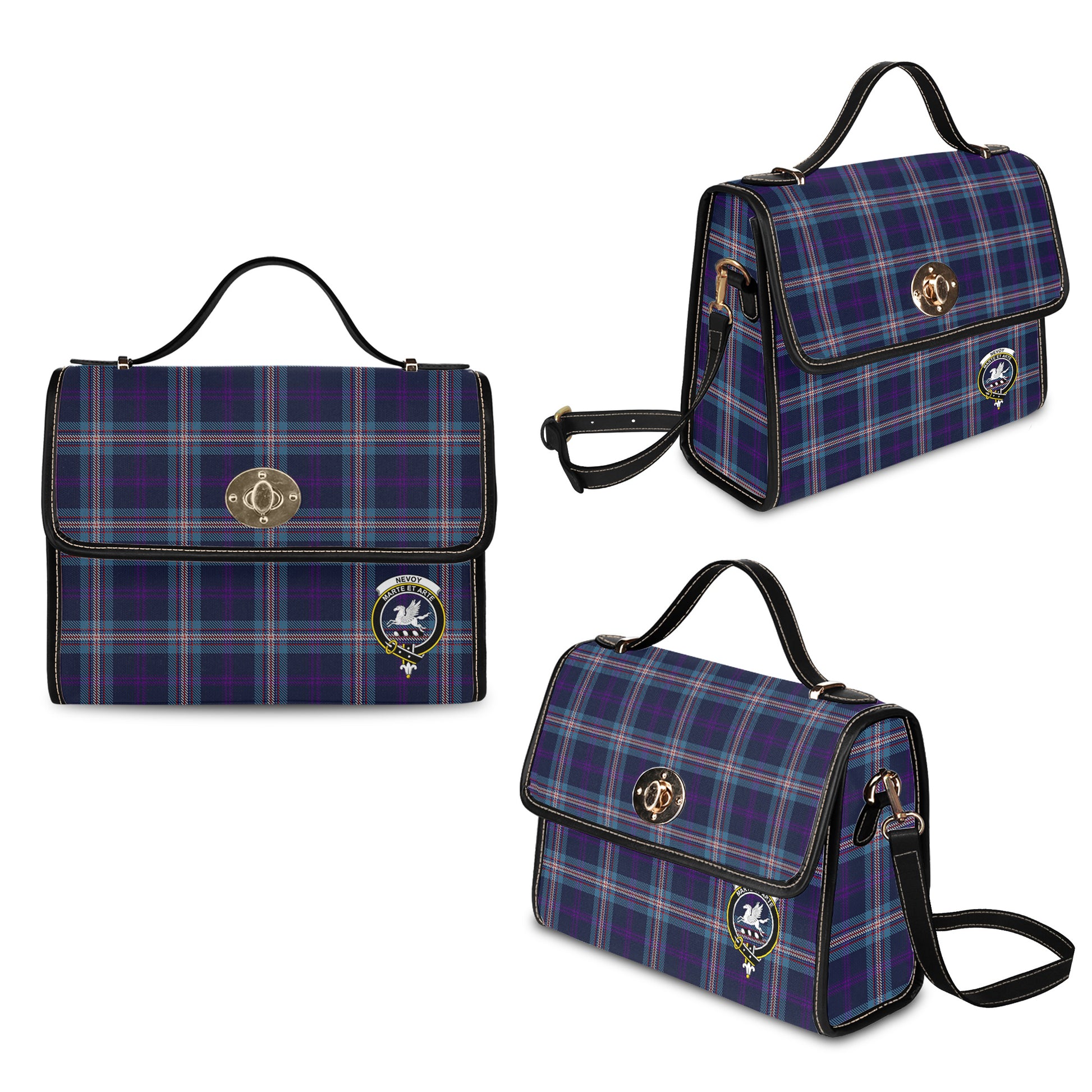 nevoy-tartan-leather-strap-waterproof-canvas-bag-with-family-crest