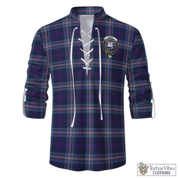 Nevoy Tartan Men's Scottish Traditional Jacobite Ghillie Kilt Shirt with Family Crest - Tartan Vibes Clothing