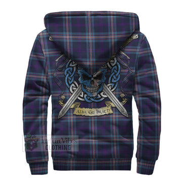 Nevoy Tartan Sherpa Hoodie with Family Crest Celtic Skull Style - Tartan Vibes Clothing