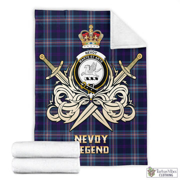 Nevoy Tartan Blanket with Clan Crest and the Golden Sword of Courageous Legacy - Tartan Vibes Clothing