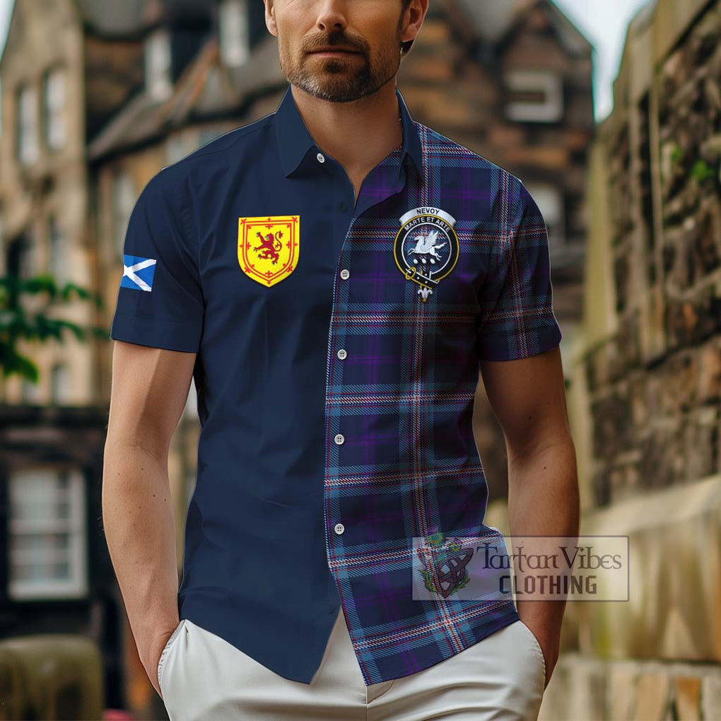 Nevoy Tartan Hawaiian Shirt Alba with Scottish Lion Royal Arm Half Style - Tartan Vibes Clothing