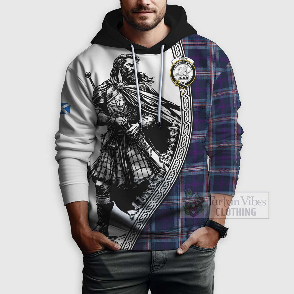 Nevoy Tartan Clan Crest Hoodie with Highlander Warrior Celtic Style - Tartan Vibes Clothing