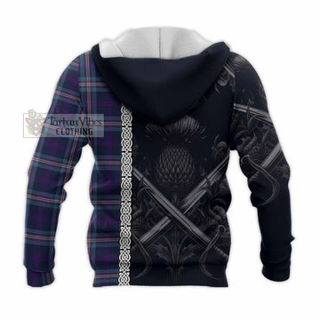 Nevoy Tartan Knitted Hoodie with Family Crest Cross Sword Thistle Celtic Vibes - Tartan Vibes Clothing