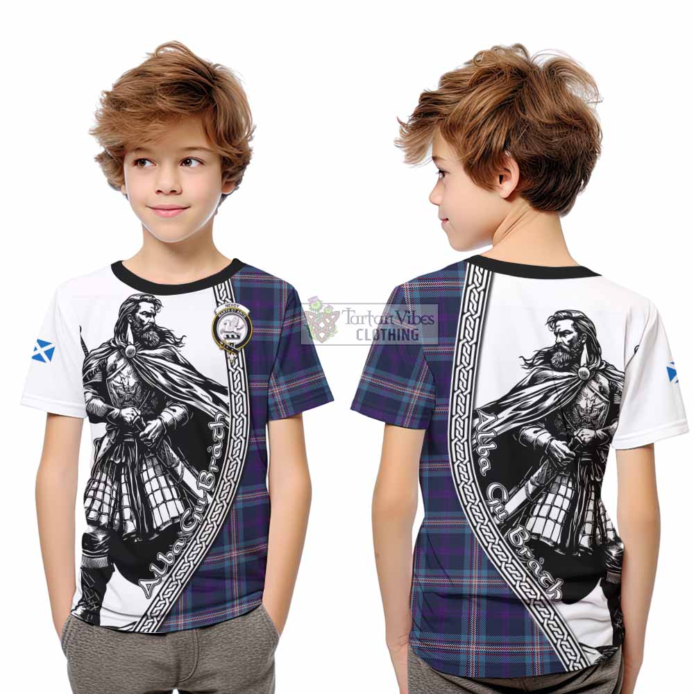 Nevoy Tartan Clan Crest Kid T-Shirt with Highlander Warrior Celtic Style - Tartan Vibes Clothing