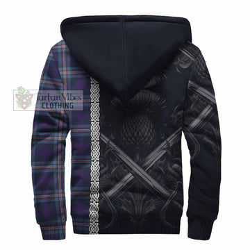 Nevoy Tartan Sherpa Hoodie with Family Crest Cross Sword Thistle Celtic Vibes - Tartan Vibes Clothing