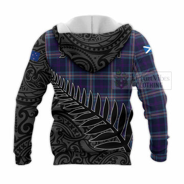 Nevoy Crest Tartan Knitted Hoodie with New Zealand Silver Fern Half Style - Tartan Vibes Clothing