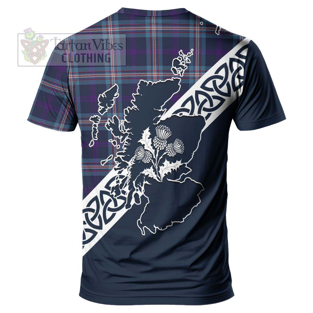 Nevoy Tartan T-Shirt Featuring Thistle and Scotland Map - Tartanvibesclothing Store
