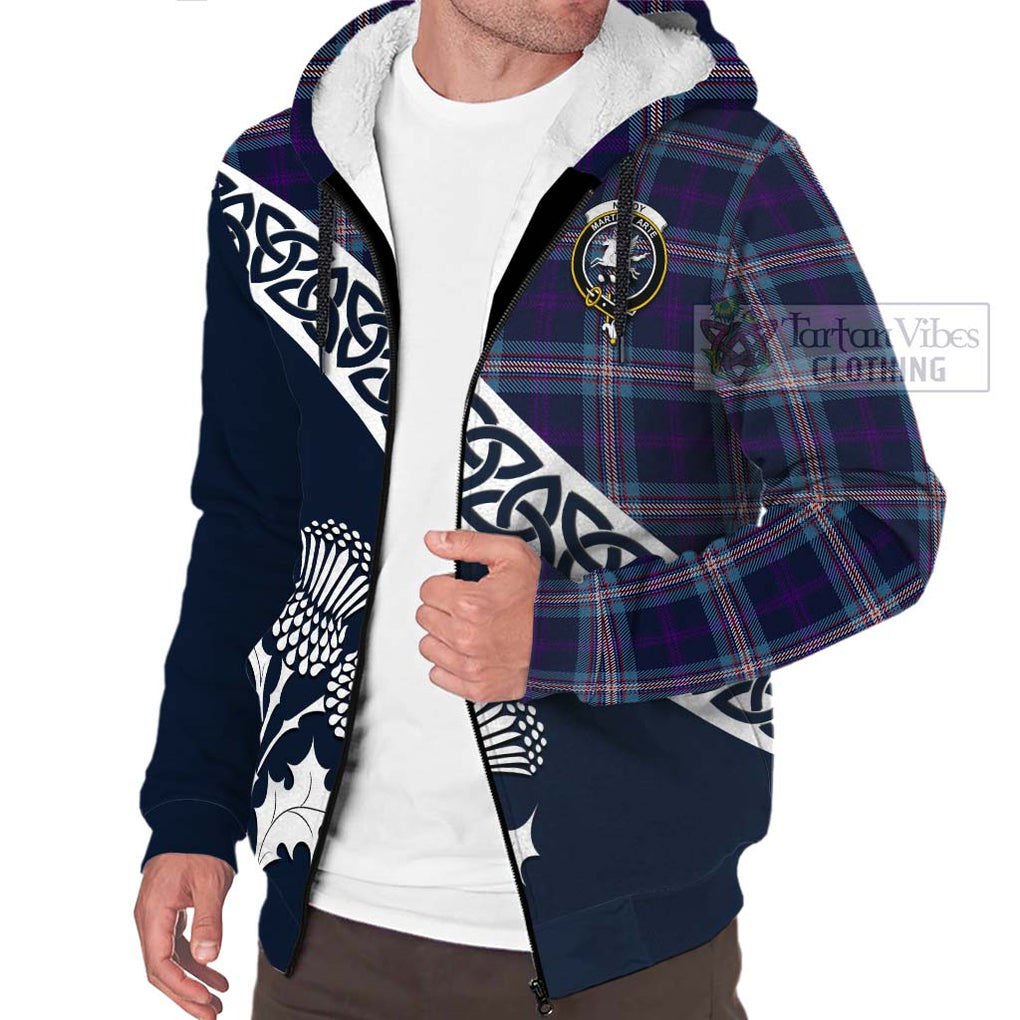 Nevoy Tartan Sherpa Hoodie Featuring Thistle and Scotland Map - Tartan Vibes Clothing