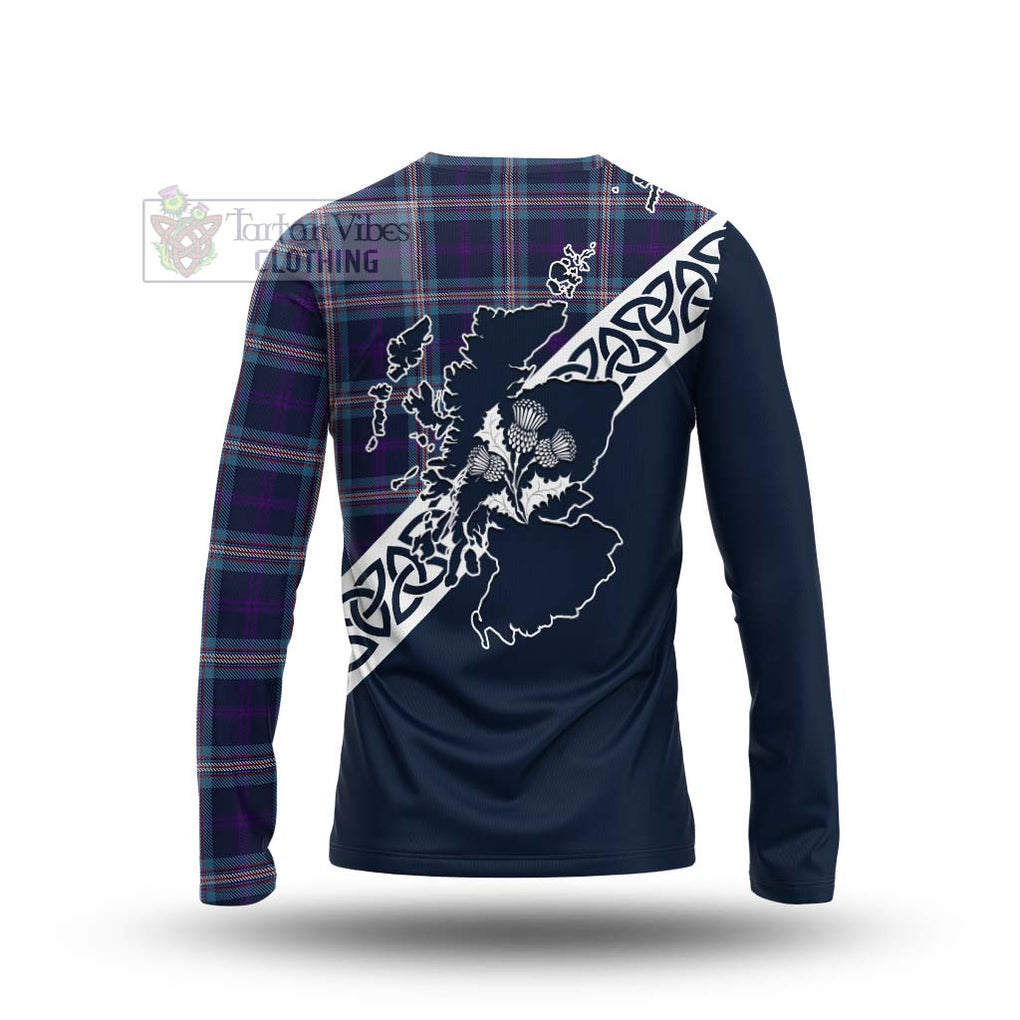 Nevoy Tartan Long Sleeve T-Shirt Featuring Thistle and Scotland Map - Tartan Vibes Clothing