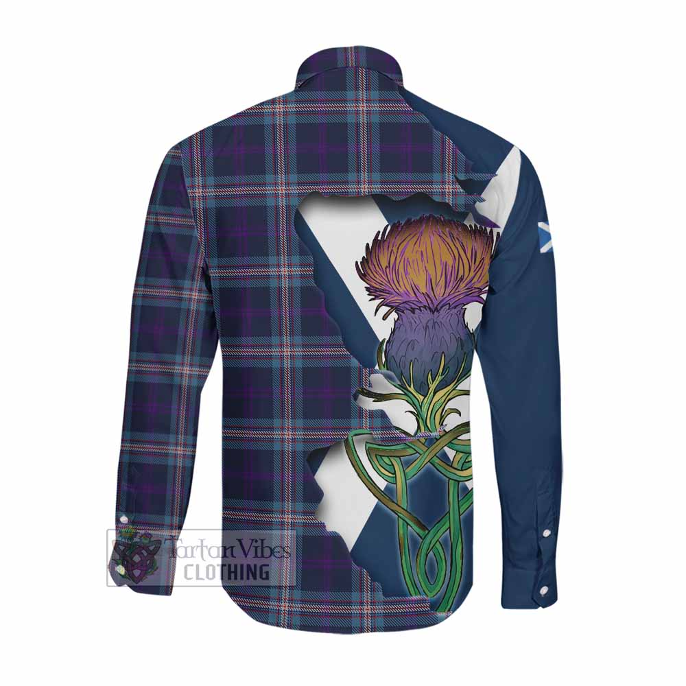 Nevoy Tartan Family Crest Long Sleeve Button Shirt Scottish Thistle Celtic Inspired Men's Shirt - Tartan Vibes Clothing
