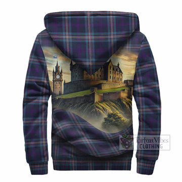Nevoy Tartan Family Crest Sherpa Hoodie with Scottish Ancient Castle Style - Tartan Vibes Clothing