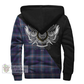 Nevoy Tartan Sherpa Hoodie with Family Crest and Military Logo Style - Tartan Vibes Clothing