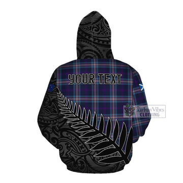 Nevoy Crest Tartan Cotton Hoodie with New Zealand Silver Fern Half Style Pullover Hoodie - Tartan Vibes Clothing