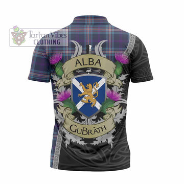 Nevoy Tartan Family Crest Zipper Polo Shirt Lion Rampant Royal Thistle Shield Celtic Inspired - Tartan Vibes Clothing
