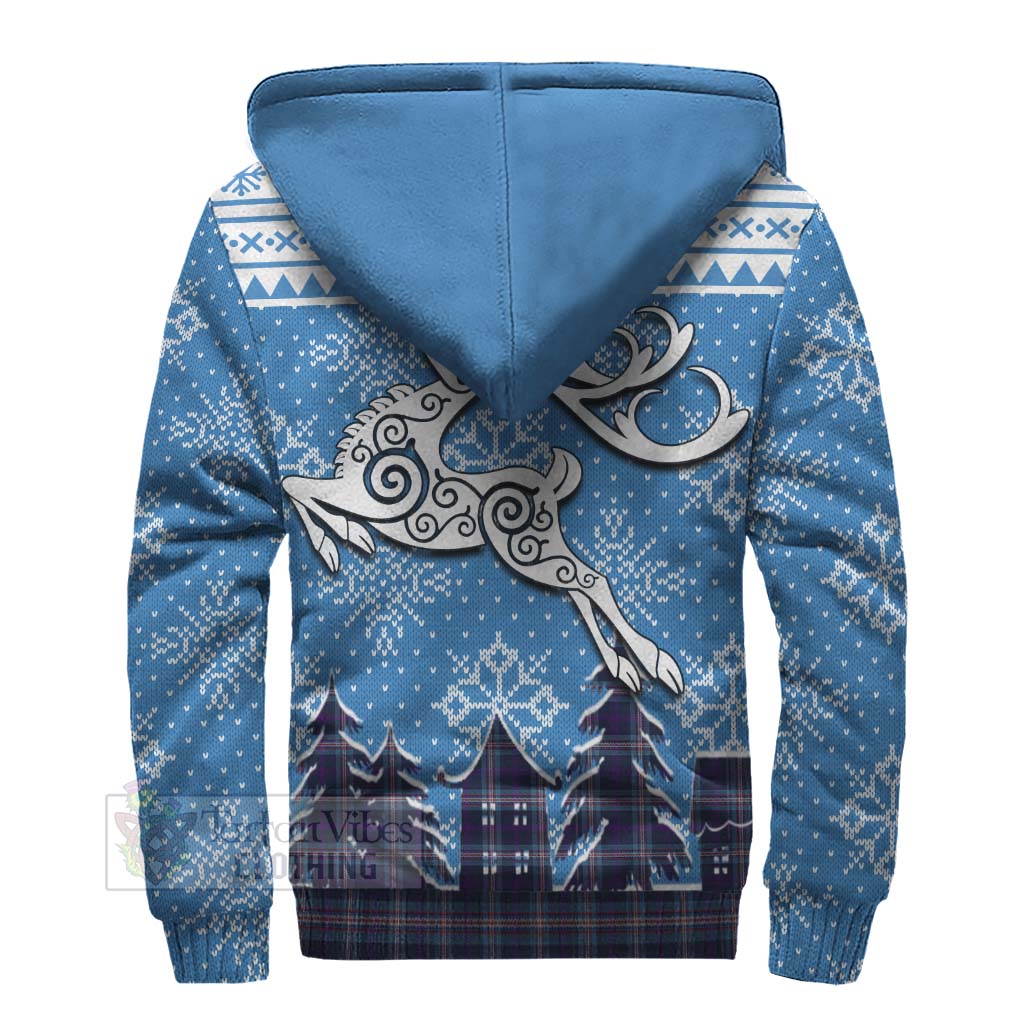 Nevoy Clan Christmas Sherpa Hoodie Celtic Reindeer Style - Tartan Vibes Clothing