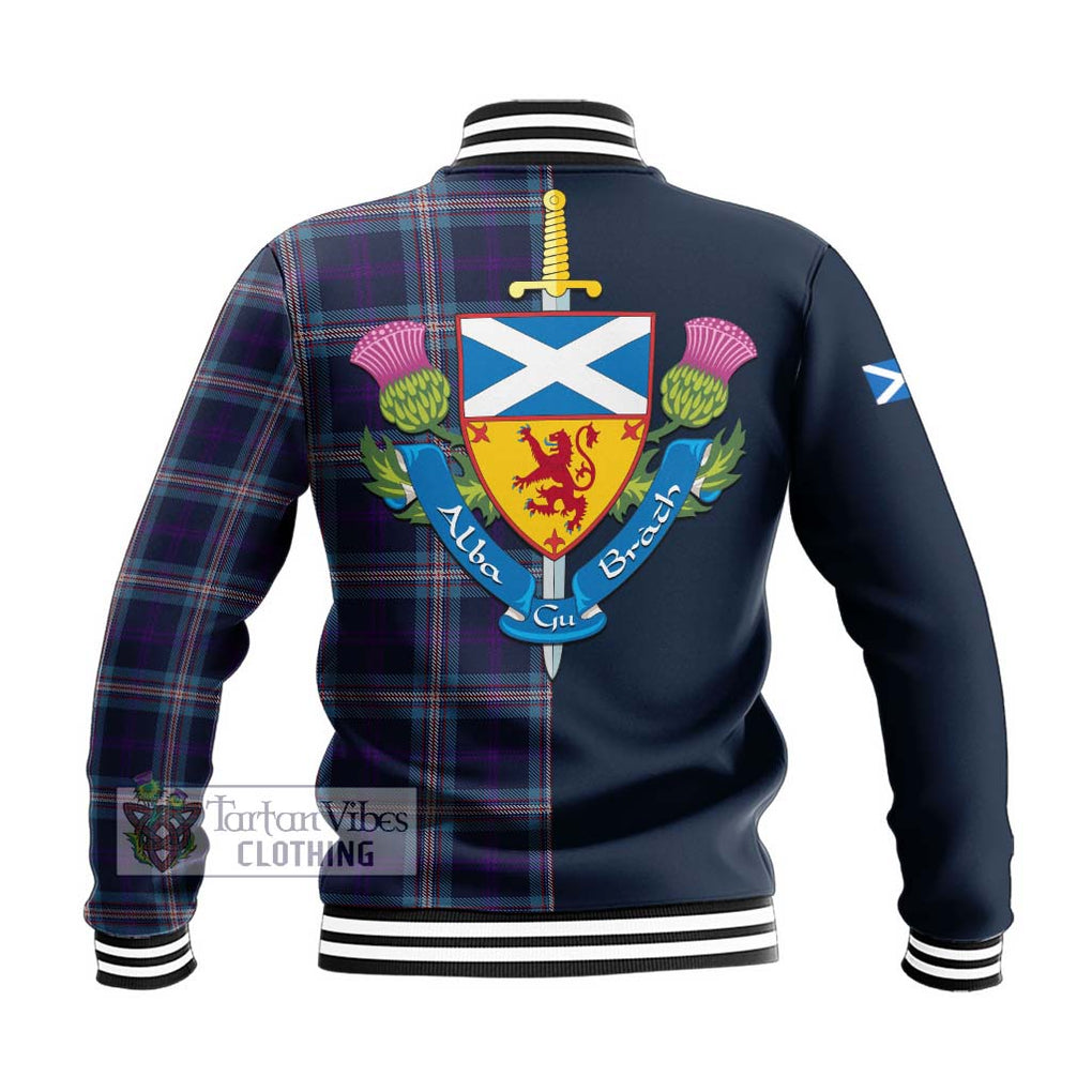Nevoy Tartan Baseball Jacket Alba with Scottish Lion Royal Arm Half Style - Tartan Vibes Clothing