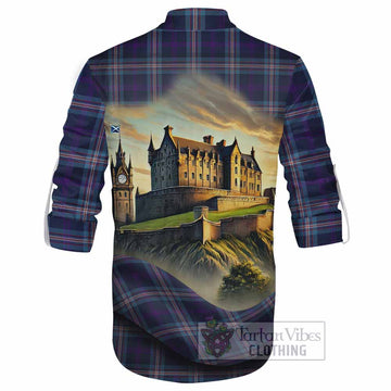 Nevoy Tartan Family Crest Ghillie Kilt Shirt with Scottish Ancient Castle Style - Tartan Vibes Clothing