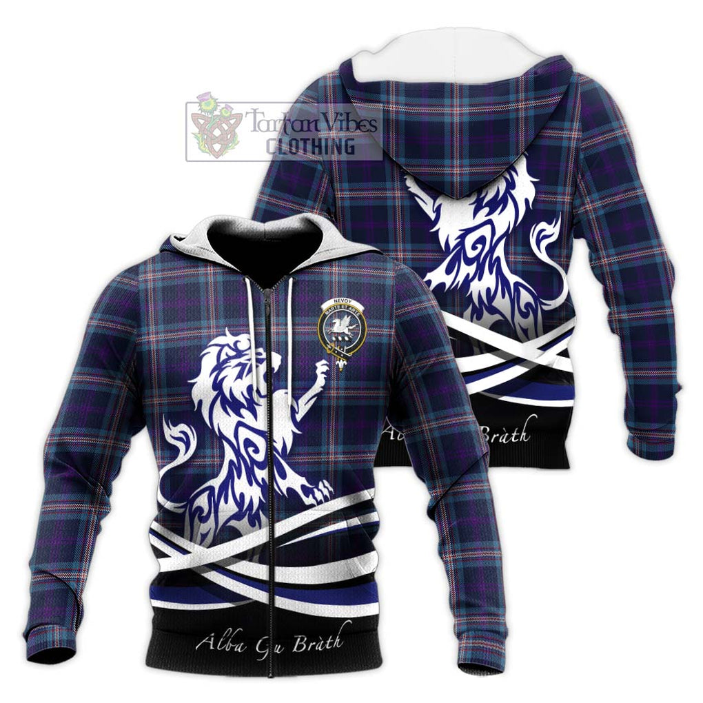 Nevoy Tartan Knitted Hoodie with Alba Gu Brath Regal Lion Emblem Unisex Knitted Zip Hoodie - Tartan Vibes Clothing