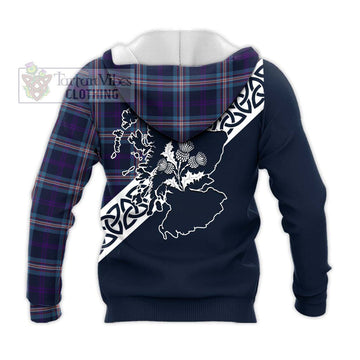 Nevoy Tartan Knitted Hoodie Featuring Thistle and Scotland Map - Tartan Vibes Clothing