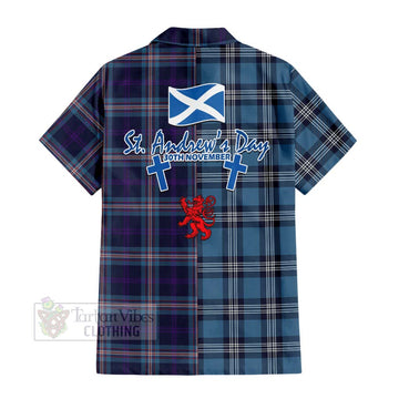 Nevoy Tartan Hawaiian Shirt Happy St. Andrew's Day Half Tartan Style - Tartan Vibes Clothing