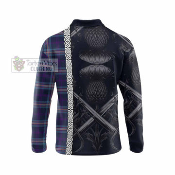Nevoy Tartan Long Sleeve Polo Shirt with Family Crest Cross Sword Thistle Celtic Vibes - Tartan Vibes Clothing