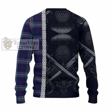 Nevoy Tartan Knitted Sweater with Family Crest Cross Sword Thistle Celtic Vibes - Tartan Vibes Clothing