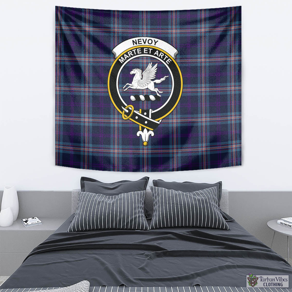 Nevoy Tartan Tapestry Wall Hanging and Home Decor for Room with Family Crest - Tartan Vibes Clothing