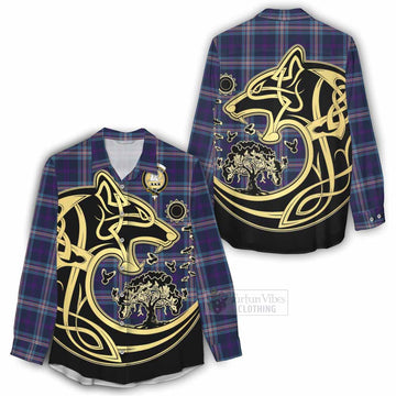 Nevoy Tartan Women's Casual Shirt with Family Crest Celtic Wolf Style - Tartan Vibes Clothing