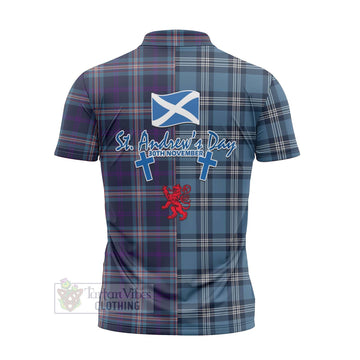 Nevoy Tartan Zipper Polo Shirt Happy St. Andrew's Day Half Tartan Style - Tartan Vibes Clothing