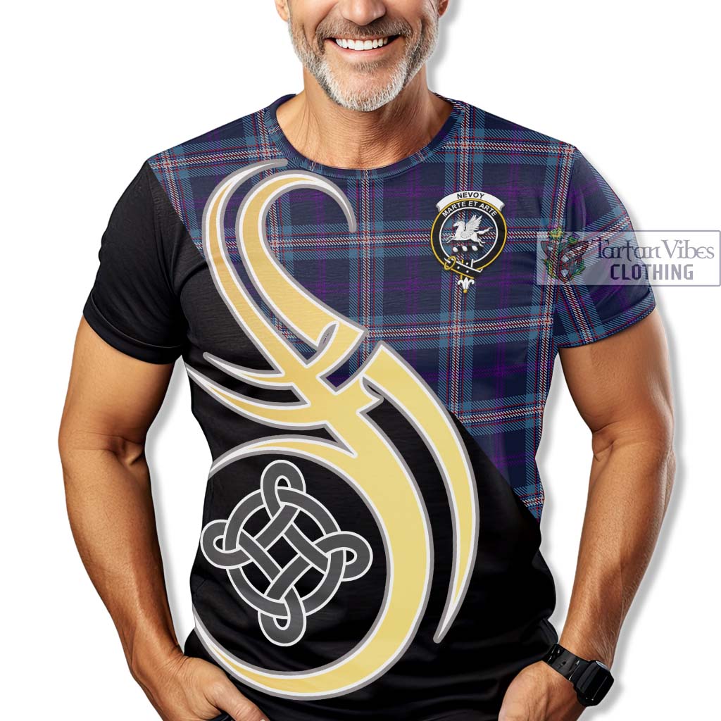 Nevoy Tartan T-Shirt with Family Crest and Celtic Symbol Style - Tartan Vibes Clothing