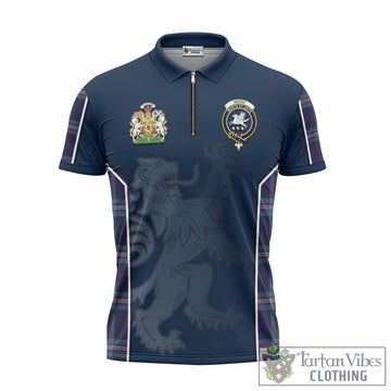 Nevoy Tartan Zipper Polo Shirt with Family Crest and Lion Rampant Vibes Sport Style - Tartan Vibes Clothing