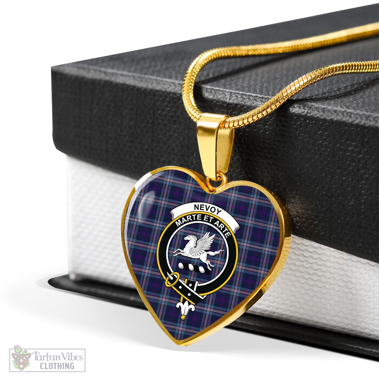 Nevoy Tartan Heart Necklace with Family Crest - Tartan Vibes Clothing