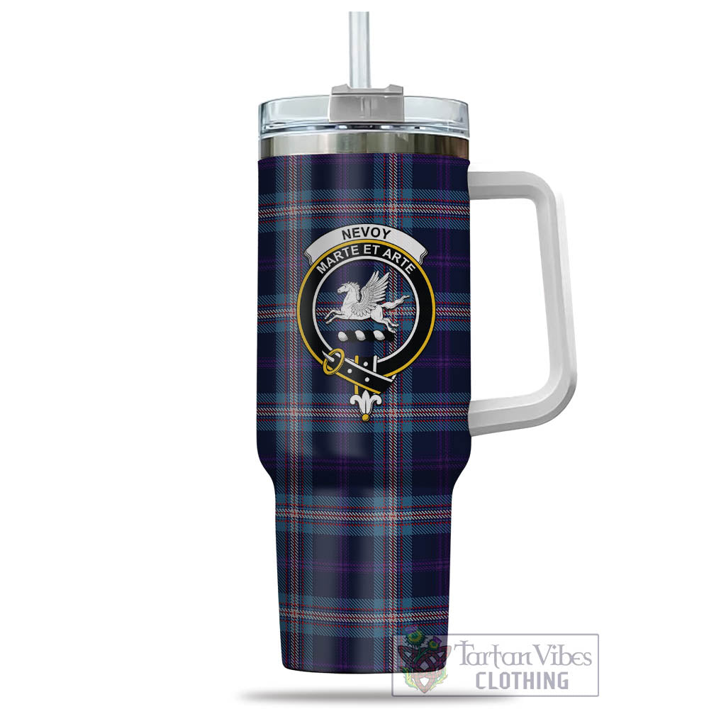 Nevoy Tartan Tumbler with Handle with Family Crest - Tartan Vibes Clothing