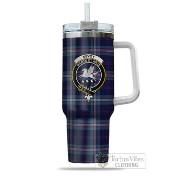 Nevoy Tartan and Family Crest Tumbler with Handle