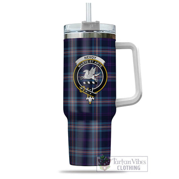 Nevoy Tartan Tumbler with Handle with Family Crest - Tartan Vibes Clothing