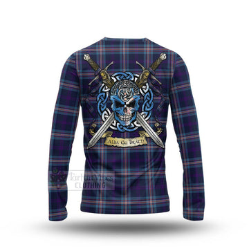 Nevoy Tartan Long Sleeve T-Shirt with Family Crest Celtic Skull Style - Tartan Vibes Clothing