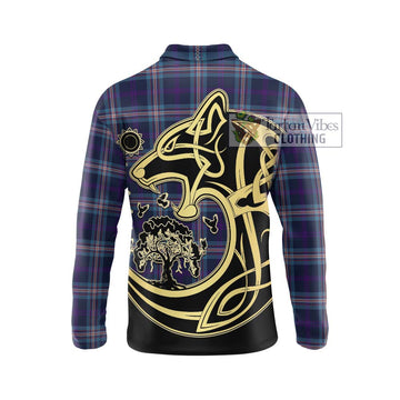 Nevoy Tartan Long Sleeve Polo Shirt with Family Crest Celtic Wolf Style - Tartan Vibes Clothing