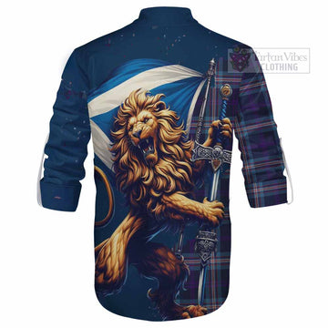 Nevoy Tartan Family Crest Ghillie Kilt Shirt with Scottish Majestic Lion - Tartan Vibes Clothing