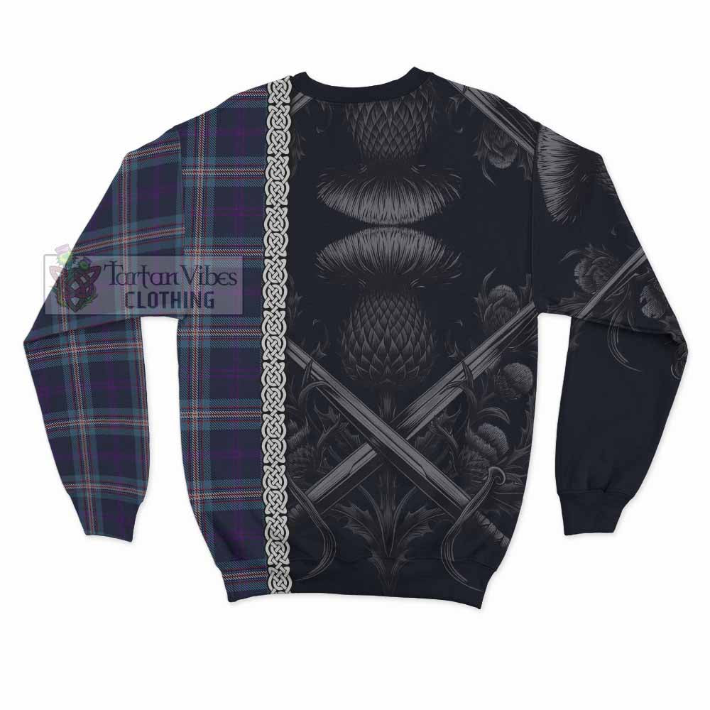 Nevoy Tartan Sweatshirt with Family Crest Cross Sword Thistle Celtic Vibes - Tartan Vibes Clothing