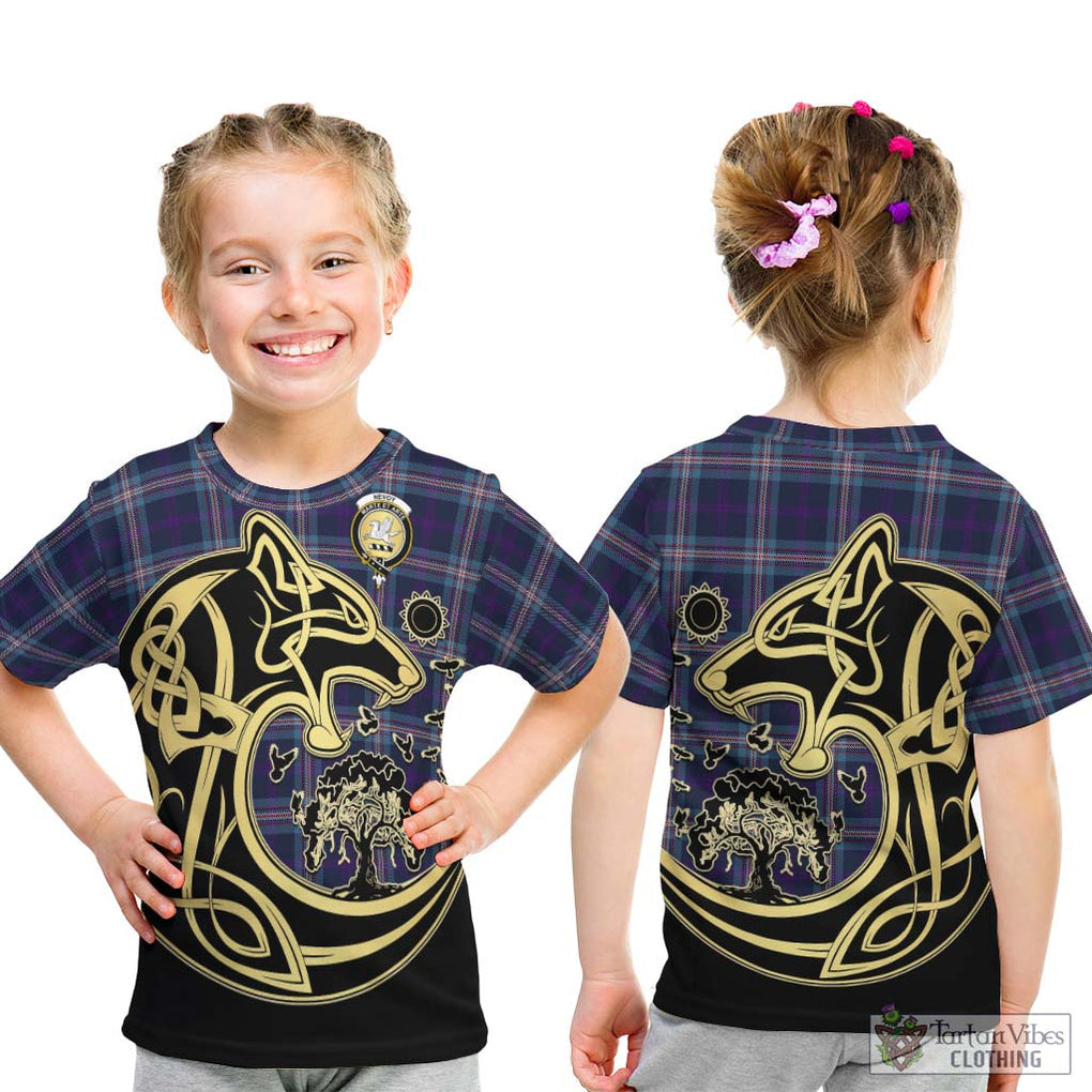 Nevoy Tartan Kid T-Shirt with Family Crest Celtic Wolf Style - Tartan Vibes Clothing