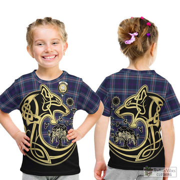Nevoy Tartan Kid T-Shirt with Family Crest Celtic Wolf Style - Tartan Vibes Clothing