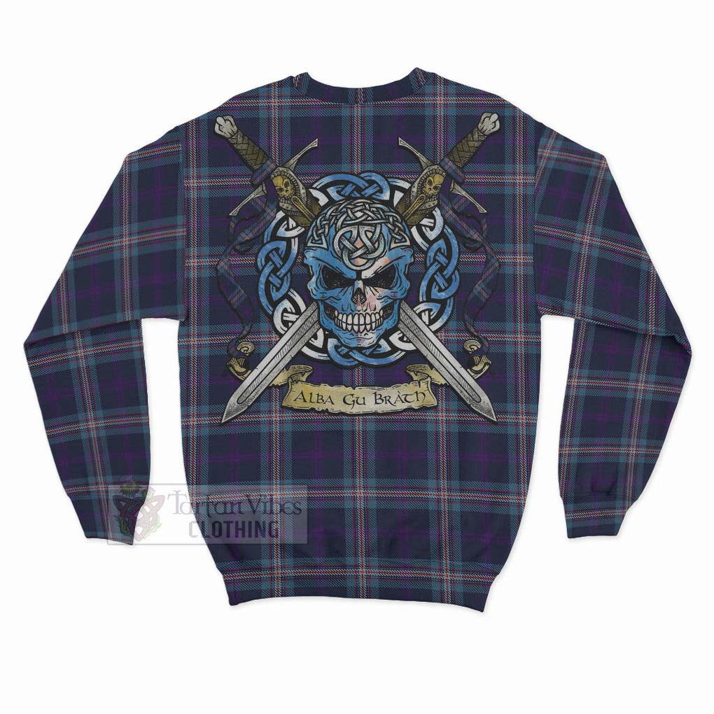 Nevoy Tartan Sweatshirt with Family Crest Celtic Skull Style - Tartan Vibes Clothing