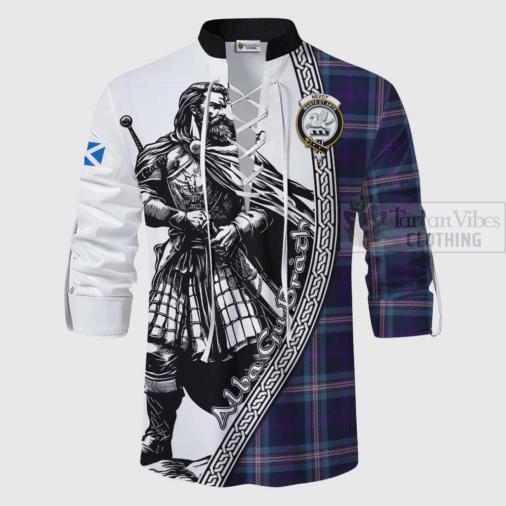 Nevoy Tartan Clan Crest Ghillie Kilt Shirt with Highlander Warrior Celtic Style - Tartan Vibes Clothing