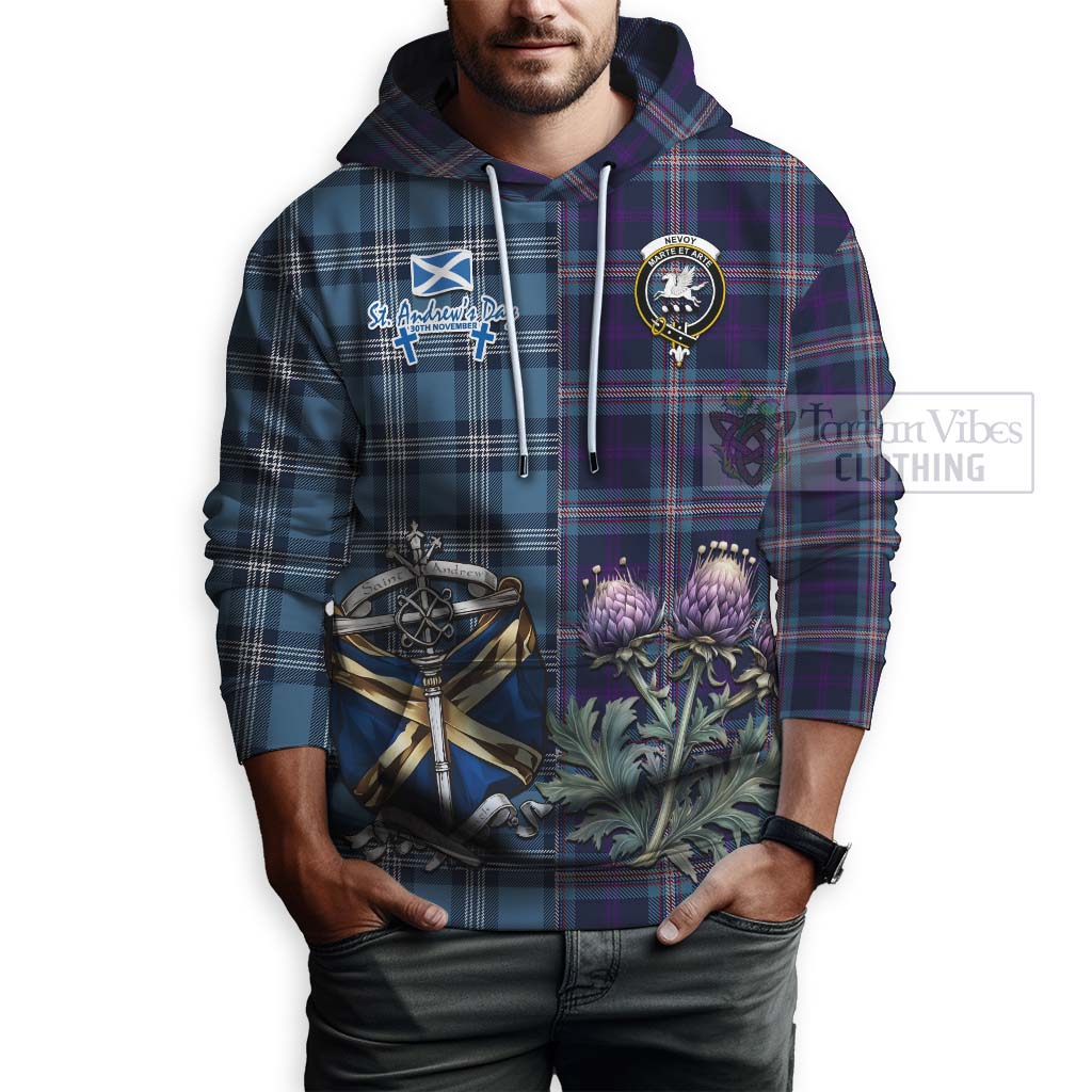 Nevoy Tartan Hoodie Happy St. Andrew's Day Half Tartan Style - Tartan Vibes Clothing