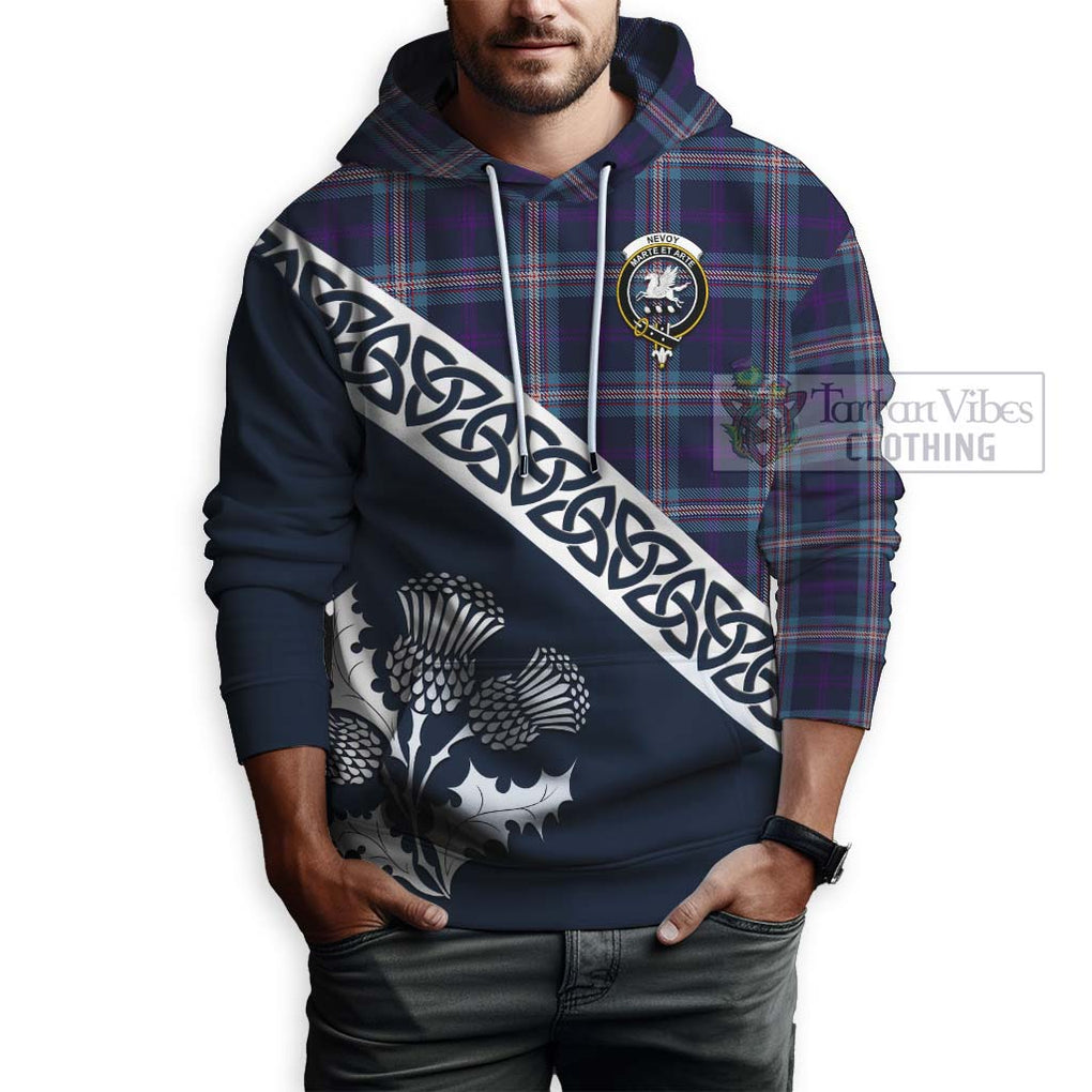 Nevoy Tartan Hoodie Featuring Thistle and Scotland Map - Tartan Vibes Clothing