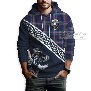 Nevoy Tartan Hoodie Featuring Thistle and Scotland Map - Tartan Vibes Clothing